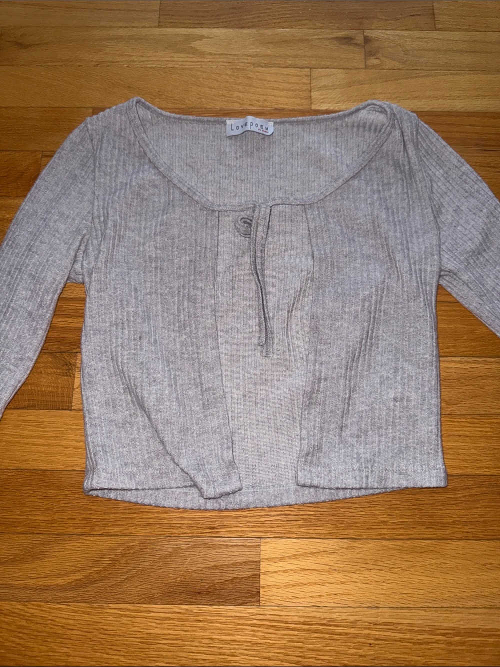 Love poem gray Ribbed Tie-Front Women's Cardigan